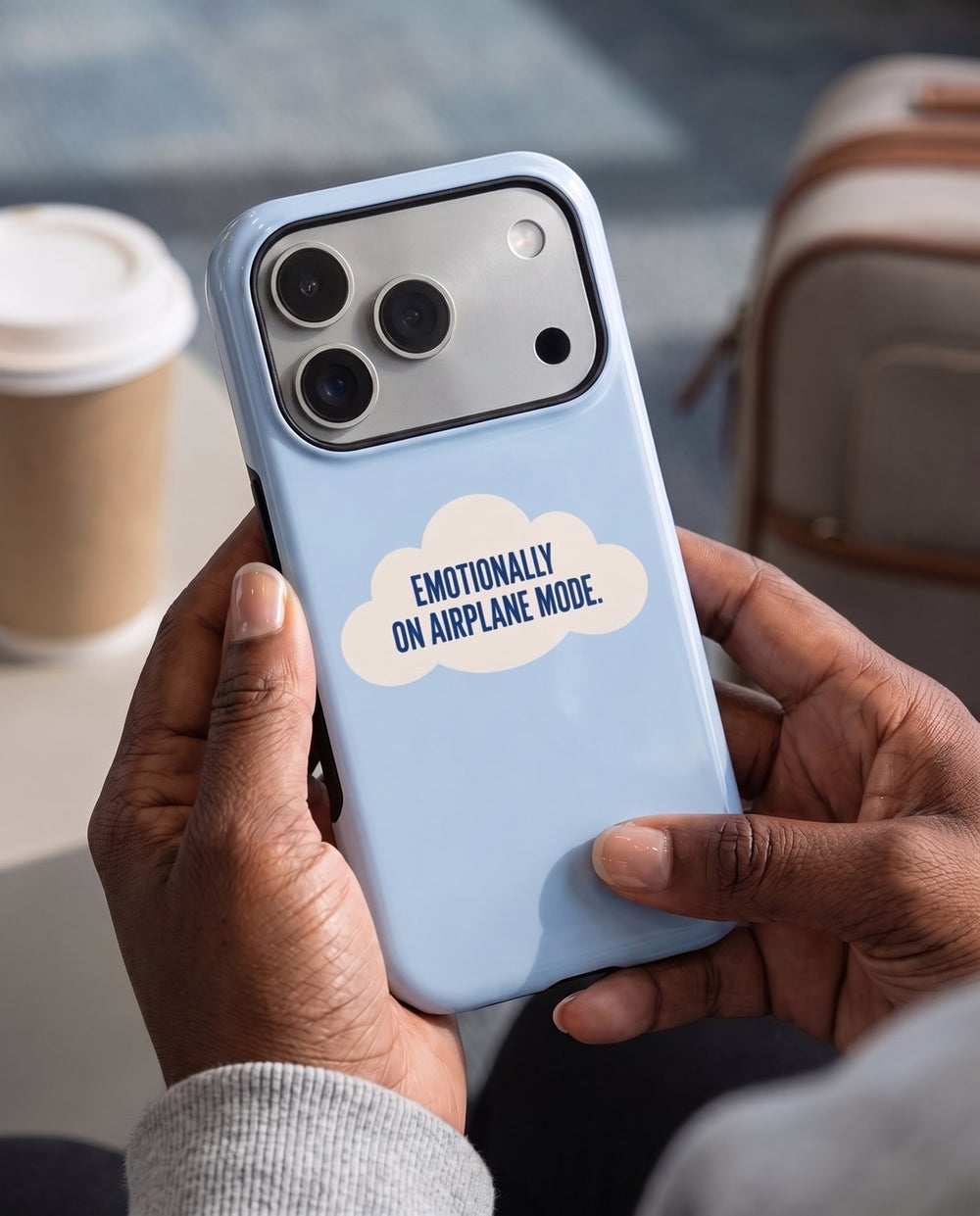 Airplane Mode iPhone case, in hand