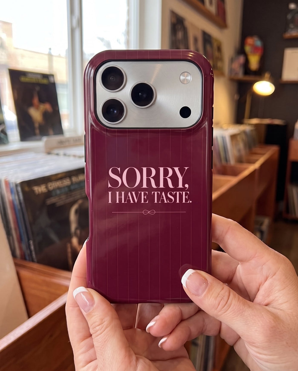 Sorry, I Have Taste iPhone case, in hand