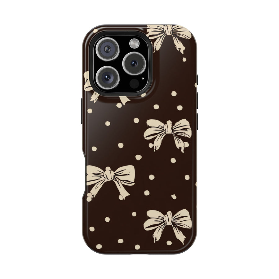Cocoa Bow Dot | MagSafe Compatible iPhone Case